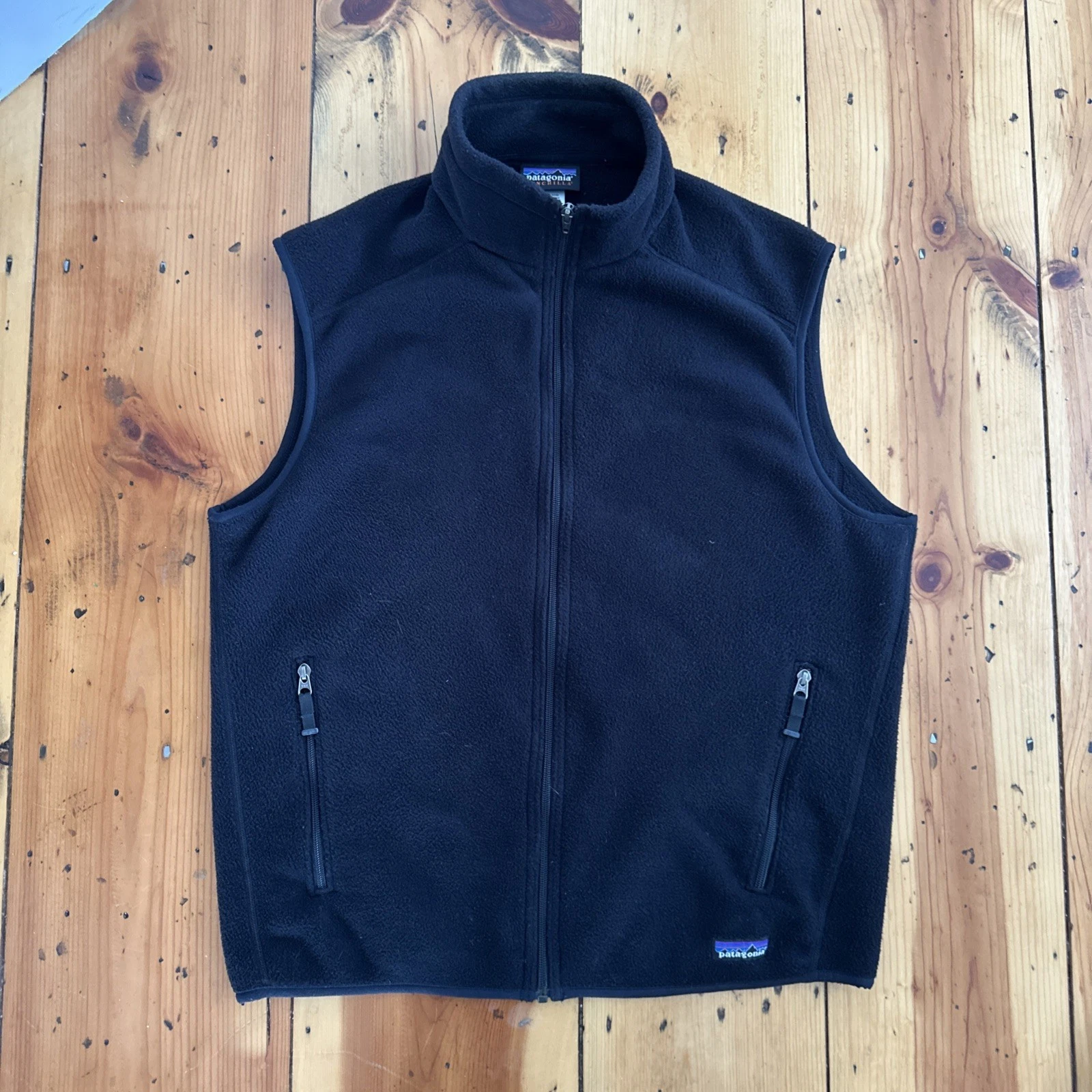 Patagonia Synchilla Fleece Men’s Adult Large Black Vest Outdoors Logo Jacket