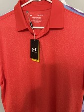 Under Armour Playoff Polo Shirt Mens Large Red Stretch Golf