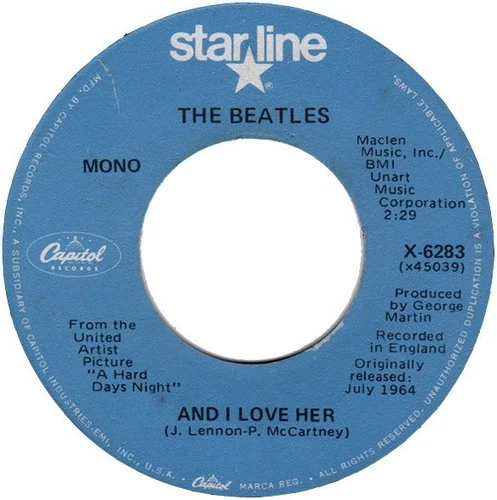THE BEATLES – And I Love Her / If I Fell 45rpm 1981 Capitol / Starline label