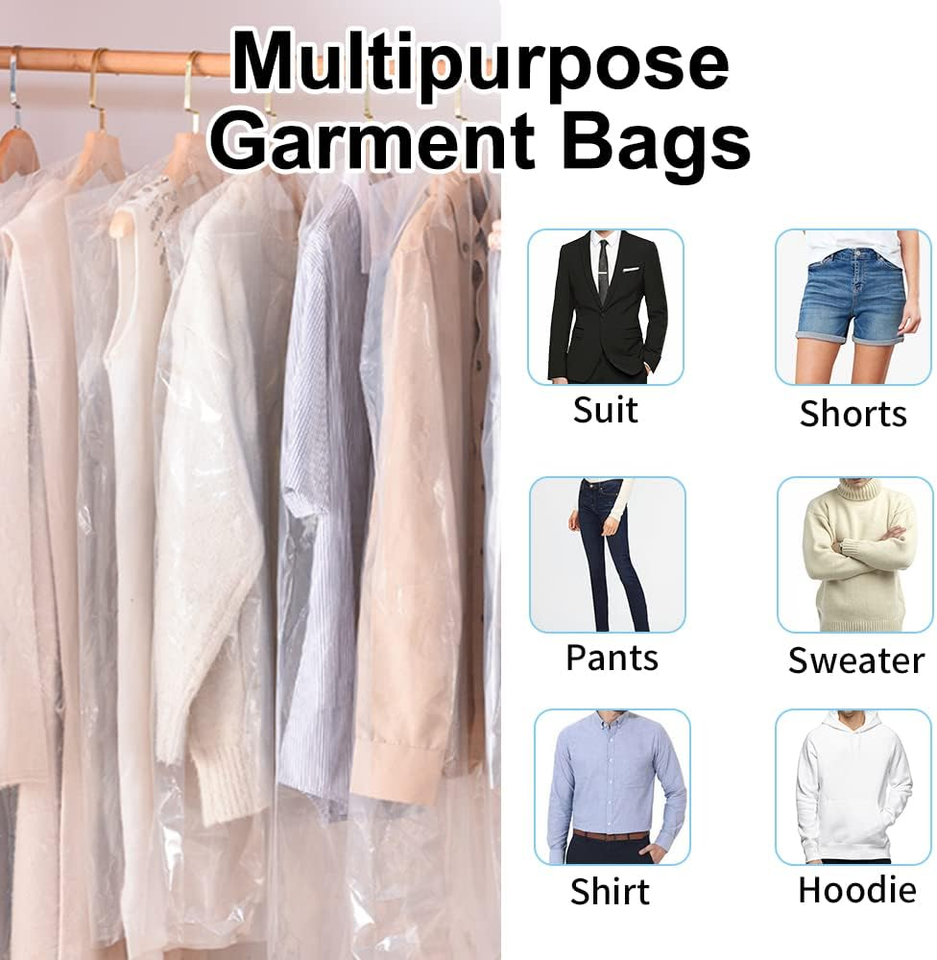 120Pcs 35.5 Inch Plastic Garment Bag Dry Cleaner Bags Clear Plastic Bag