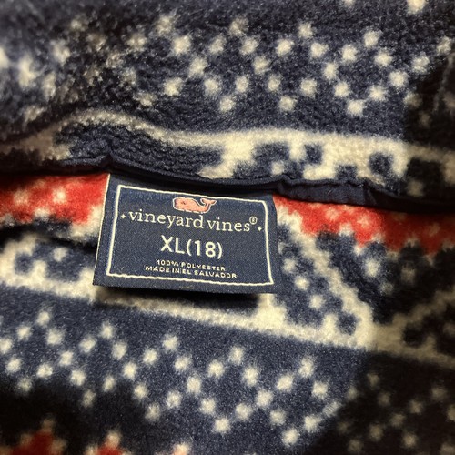 Boys Vineyard Vines Fair Isle Snap Placket Fleece Pullover Sweater Whale XL 18 - Picture 7 of 12