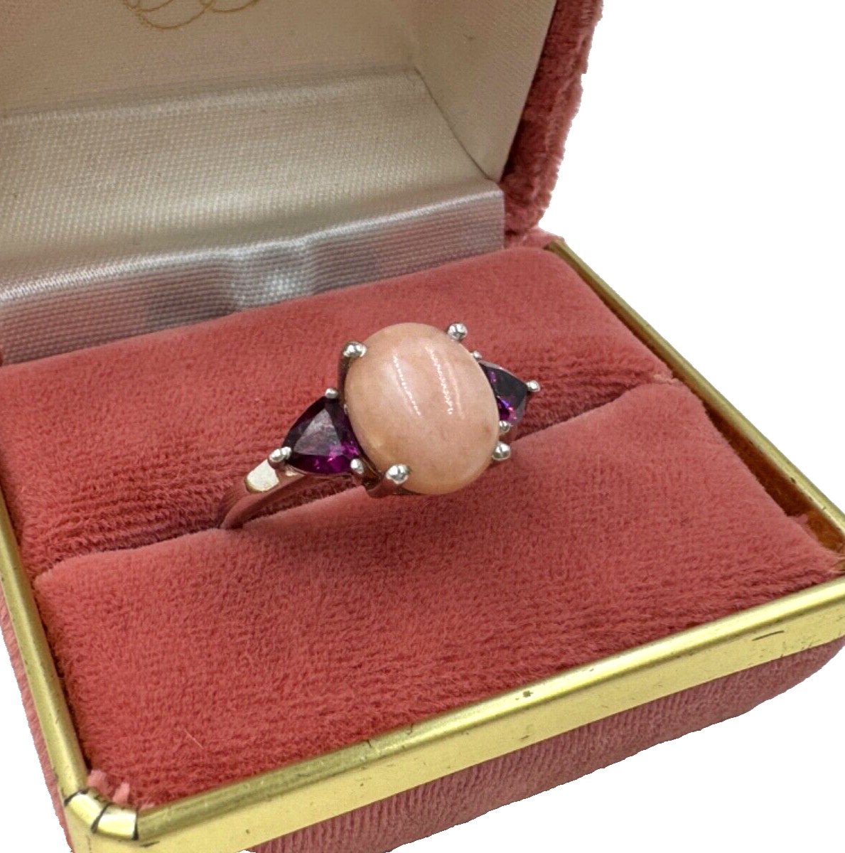 GORGEOUS PINK OPAL CAB TRIANGULAR CUT NATURAL GAR… - image 1