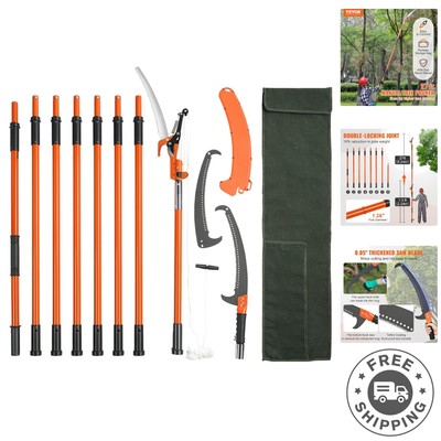 7.3-27 Ft Extendable Manual Pole Saw with Double Lock Design for Safe Trimming