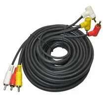 Triple RCA Stereo Audio and Video Cable - Right Angle to Straight 50 FT Long