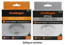 FireAngel Mains Smoke Alarm SW1-R All types 9V Backup Power Smoke and Heat Alarm