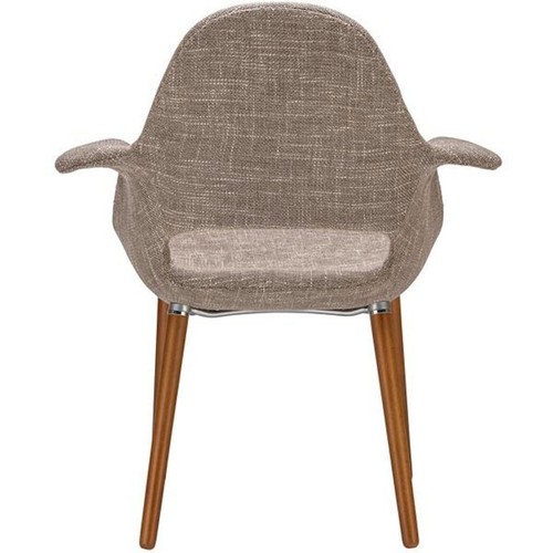 Mid-Century Modern Dining Flared Arm Accent Chair Twill Tweed Woven Fabric - Picture 21 of 41