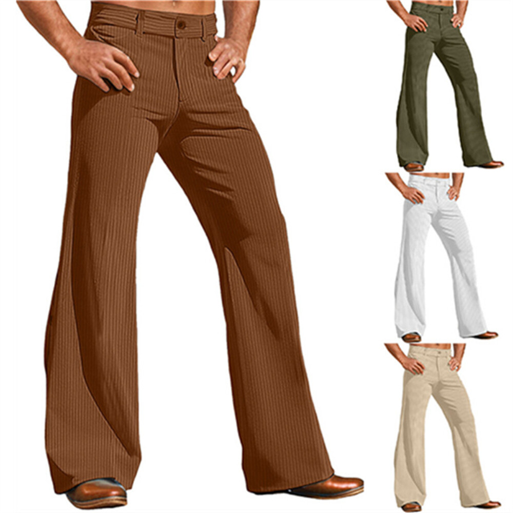 Men's Casual Corduroy Sweatpants Baggy Bell-Bottom Trousers for Workout