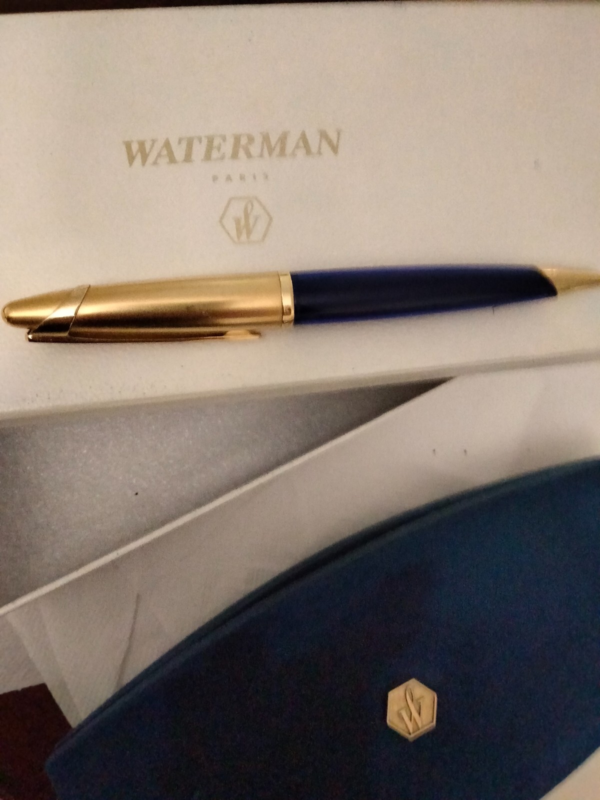 bolígrafo Waterman Edson zafhire blue. boligrafo chapado en oro 18 K. un solo d
