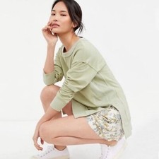 NWT Anthropologie T.La Ribbed Trim Tunic Sweatshirt In Guacamole Green Womens XS