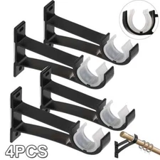 4 PCS Aluminum Alloy Single Curtain Rod Brackets Window Wall Holders for Drapery