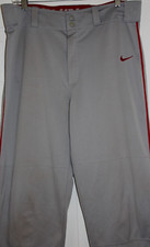 Nike Men s Swingman Baseball Pants Dri-Fit Gray Red Piping Swoosh - Size L