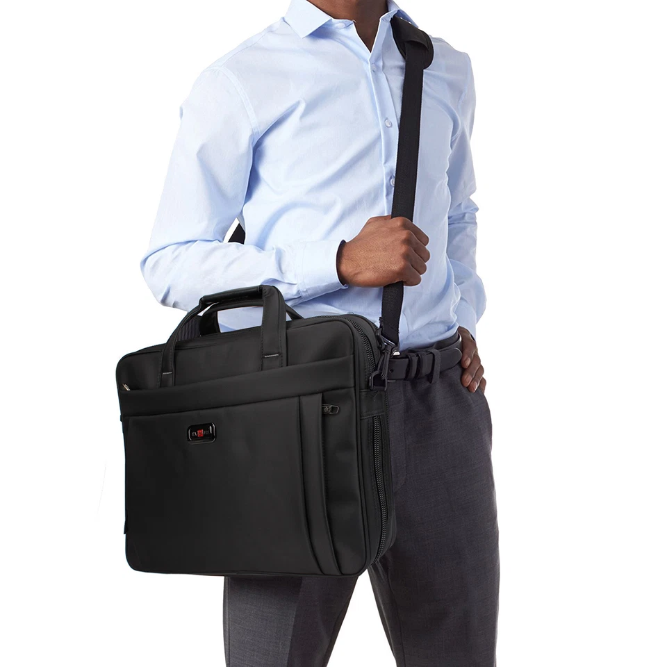 Maletín grande de 15,6 pulgadas para hombre para computadora portátil bolsa para computadora oficina viajes negocios Foto 4 de 4