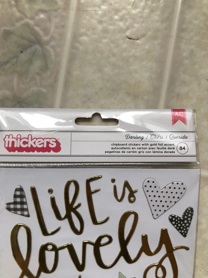 American Crafts Gruesos Aglomerado Lámina Dorada Acentos Pegatinas Life is Lovely Foto 2 de 3