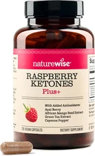 NatureWise Raspberry Ketones Plus+, Vegan & Gluten-Free, 120 Veggie Capsules