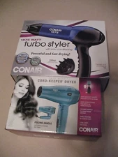 Conair 1875 Watt Turbo Styler Ionic Conditioning 2 Heat Level & Cord keep Dryer