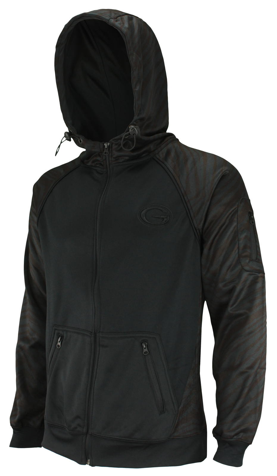 Мужская толстовка Zubaz NFL Green Bay Packers с капюшоном на молнии черного цвета в тон
