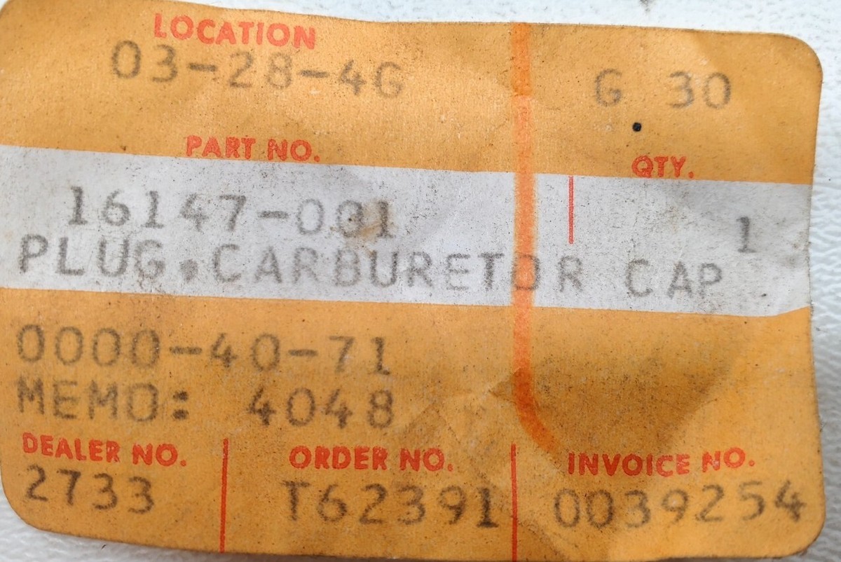 Kawasaki NOS NEW 16147-001 Plug 12x40 G3 G4 G5 KD KE KH KM