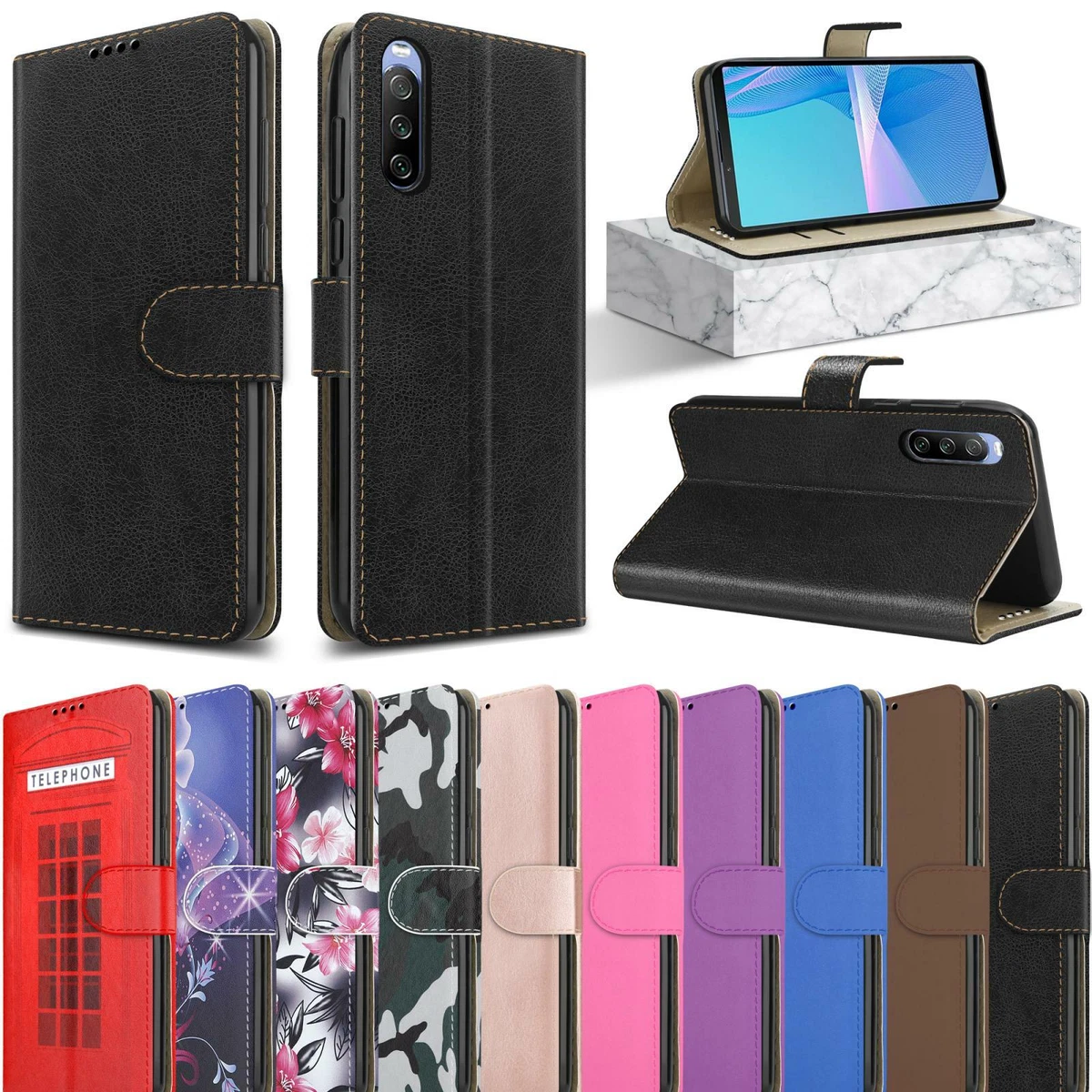 Protezione Antiurto Magnetica BRAND SET Flip Cover Per Sony Xperia 10 IV, Custodia Pelle Cover Flip Pelle Pu Sony Xperia 10 Iv