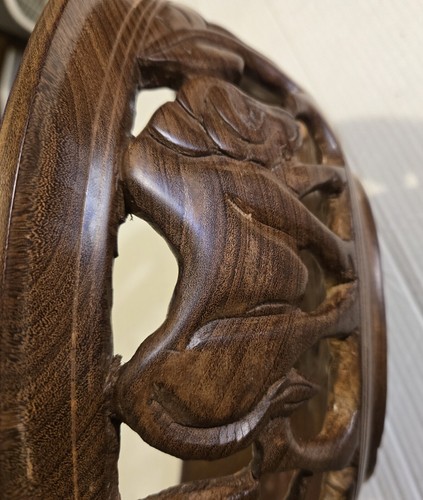 Vintage Hand Carved Wooden Bowl Safari Animals African Tribal 13" - Picture 6 of 10