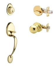 Copper Creek Mid-Century Modern Entrance Handleset In Polished Brass 