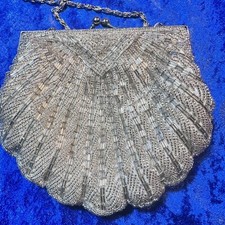Hand Made Seed Bead Clamshell Scalloped Formal/ Wedding Purse. Nice