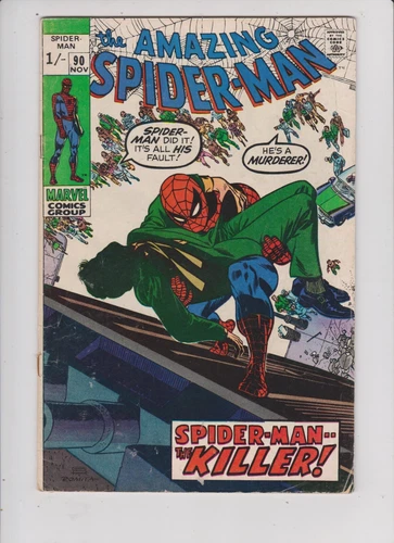 AMAZING SPIDER-MAN # 90   VG   DEATH CAPTAIN SPACY  1 SHILLING BR VARIANT 1970