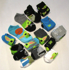 Lot of 15 STAR WARS Mandalorian Kids Socks  Size Large 3-10  Baby Yoda Cute