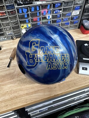 USED -Bowling Ball - 15 Pound-Ebonite ''GB ASYM'' DRILLED WEIGHT - 14lb 12oz