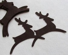 10 Brown Reindeer Wool Blend Felt Die Cuts