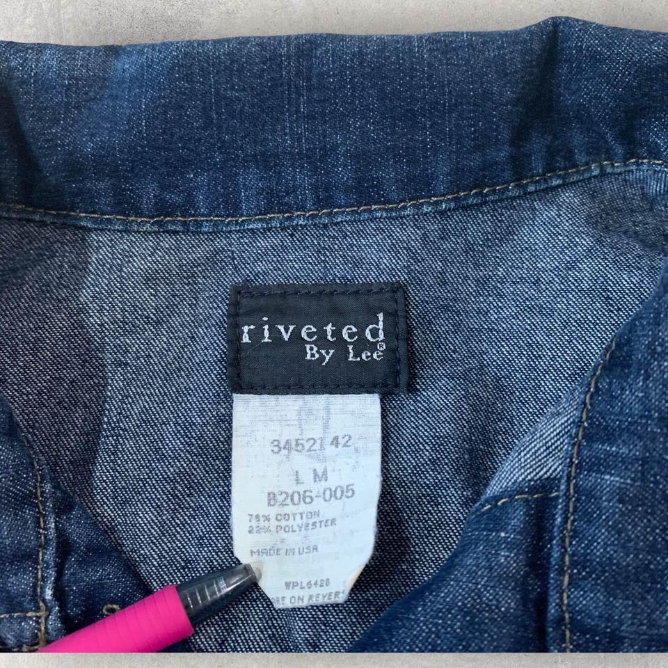Vintage Riveted by Lee Jean Jacket Women’s Size Large Made in USA Denim