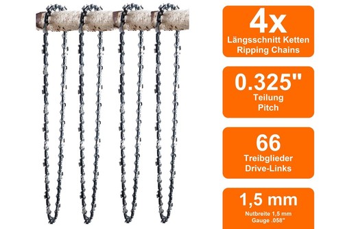 4x Sägekette Vollmeßel 3/8 LP 1,3mm 57 TG Passend Für