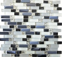 Mosaik Glasmosaik Weiß Grau Schwarz Wand Bad KüChe 87-IL007 I 10 Mosaikplatten