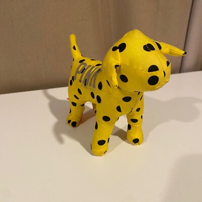Victoria's Secret PINK Yellow Black Polka Dot LOVE Dog Plush Mini Lab 7''