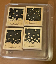 Stampin Up Gently Falling 2006 Wooden Rubber Stamp Set of 4 heart leafs Unused