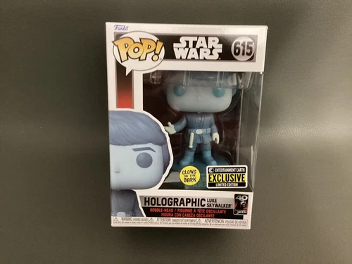 Holographic Luke Skywalker Funko Pop #615 GITD Entertainment Earth Exclusive