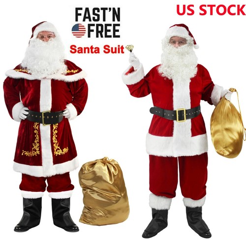 Complete Deluxe Santa Costume for Men Santa Claus Suit M3XL eBay