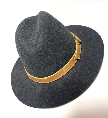Frye Felt Tall Crown Fedora Hat Wool Felt Coal Gray Medium  display picture 2