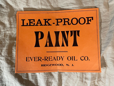 Ridgewood NJ Leak Proof Ever-ready Oil Company Vintage NJ Advertising Sign 1930s