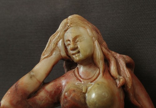 China Antiques, Shoushan Stone Hand Carved Symbolic Romantic Scene Statue - Picture 5 of 6