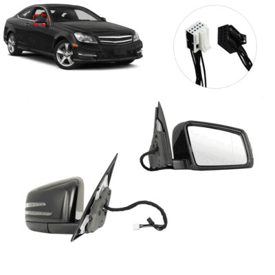 Black Passenger Right Side Mirror For Mercedes 2010-2014 C250 C300 C350 