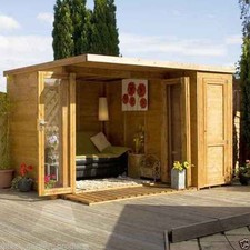 12ft x 8ft GARDEN SUN ROOM OFFICE BI-FOLDING DOORS SUMMERHOUSE SIDE STORE SHED