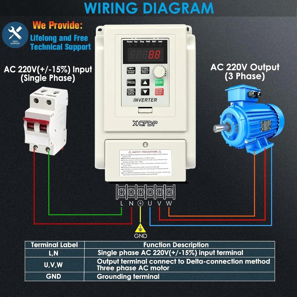 Durable 1.5kW VFD Inverter 8A - Easy Control for Spindle Motor Applications - Image 4 of 4