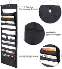 Hanging Wall File Organizer Mount Paper Folder Holder Letter 10 Storage Pocket