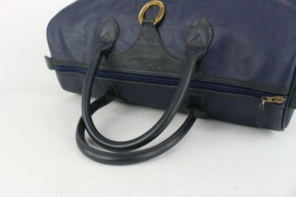 ディオール　ボストントン　ブルー系 Christian Dior Navy Blue Monogram Trotter Boston Bag 863172