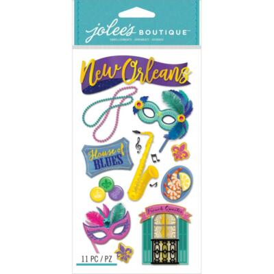 Stickers Jolees 3D New Orleans Beads Masks French Quarters House of Blues Shrimp