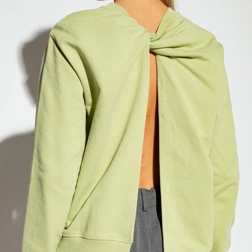 Sudadera para mujer Proenza Schouler etiqueta blanca con abertura trasera verde mediana Foto 2 de 4