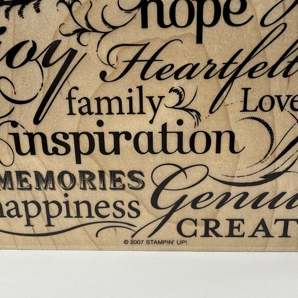 Stampin’ Up! "Sello de goma de madera TRES CHIC collage de palabras 2007 5""x6""" Foto 2 de 4