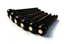Ebony Guitar Bridge Pins with Brass Dot High Quality 6 pcs 1 Set 