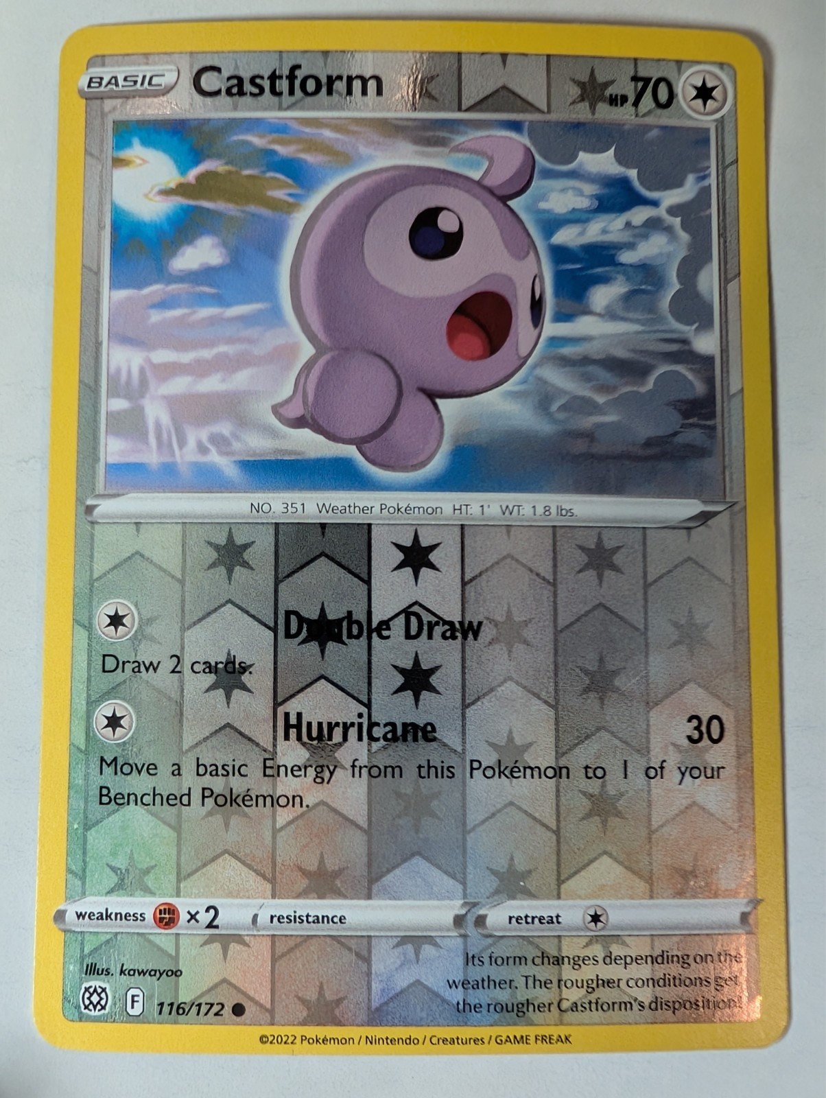 Castform 116/172 Brilliant Stars Pokemon Reverse Holo Foil Nice!