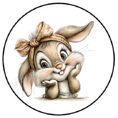 ADORABLE BUNNY FACE EASTER ENVELOPE SEALS LABELS STICKERS PARTY FAVORS